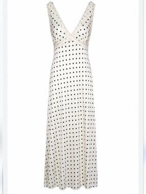 Jessica Simpson Lace V-neck Black And Off White Polka Dot Dress